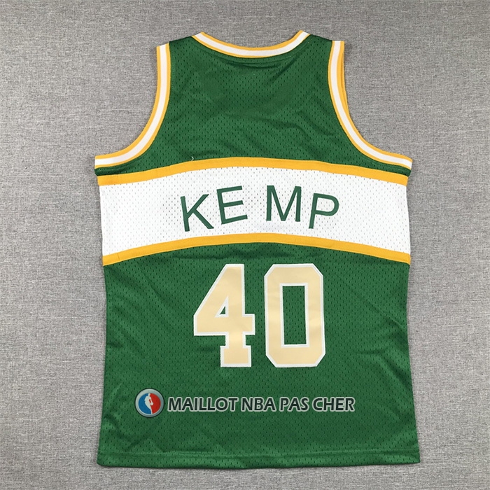 Maillot Enfant Seattle Supersonics Shawn Kemp NO 40 Historic Retro Vert